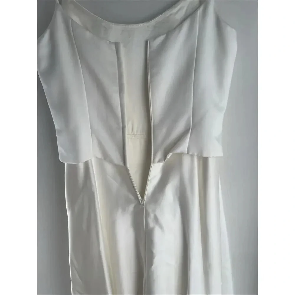 Scott McClintock Petite Wedding Dress Embroidered Rhinestones Ivory Satin Size 4 - Picture 10 of 16